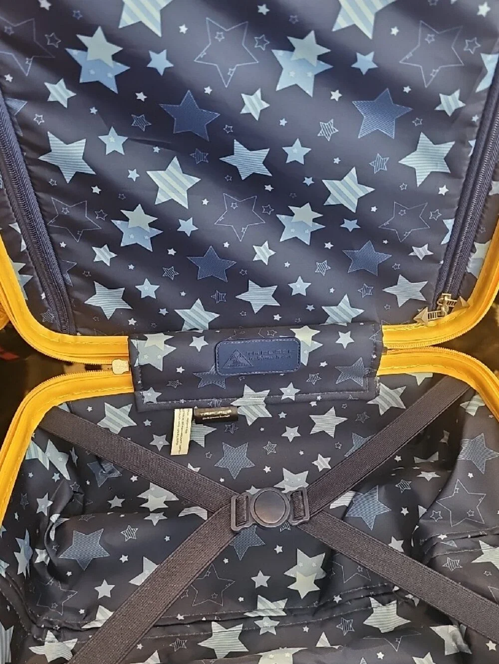 Kids Blue Racing Carry-On with Yellow Handle